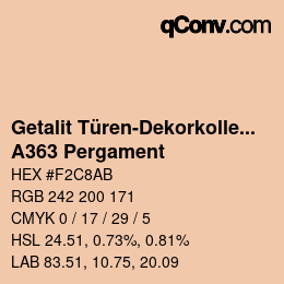 Farbcode: Getalit Türen-Dekorkollektion Uni - A363 Pergament | qconv.com