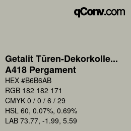 カラーコード: Getalit Türen-Dekorkollektion Uni - A418 Pergament | qconv.com