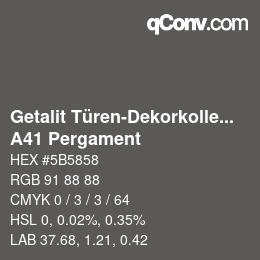 Code couleur: Getalit Türen-Dekorkollektion Uni - A41 Pergament | qconv.com