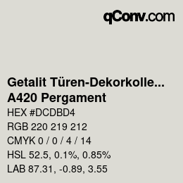 颜色代码: Getalit Türen-Dekorkollektion Uni - A420 Pergament | qconv.com