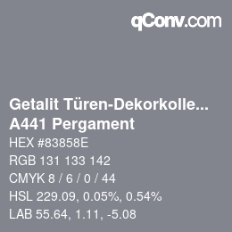 Código de color: Getalit Türen-Dekorkollektion Uni - A441 Pergament | qconv.com