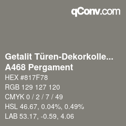 Código de color: Getalit Türen-Dekorkollektion Uni - A468 Pergament | qconv.com