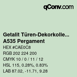 颜色代码: Getalit Türen-Dekorkollektion Uni - A535 Pergament | qconv.com