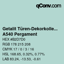 カラーコード: Getalit Türen-Dekorkollektion Uni - A540 Pergament | qconv.com