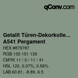 颜色代码: Getalit Türen-Dekorkollektion Uni - A541 Pergament | qconv.com
