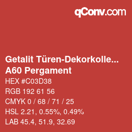 Farbcode: Getalit Türen-Dekorkollektion Uni - A60 Pergament | qconv.com