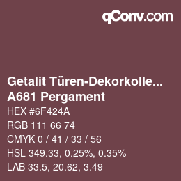 Color code: Getalit Türen-Dekorkollektion Uni - A681 Pergament | qconv.com