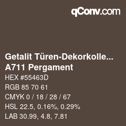 Code couleur: Getalit Türen-Dekorkollektion Uni - A711 Pergament | qconv.com