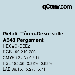 Code couleur: Getalit Türen-Dekorkollektion Uni - A848 Pergament | qconv.com