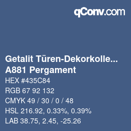 Color code: Getalit Türen-Dekorkollektion Uni - A881 Pergament | qconv.com