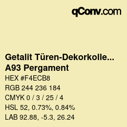 Farbcode: Getalit Türen-Dekorkollektion Uni - A93 Pergament | qconv.com