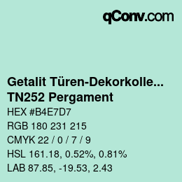 Código de color: Getalit Türen-Dekorkollektion Uni - TN252 Pergament | qconv.com