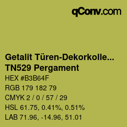 Código de color: Getalit Türen-Dekorkollektion Uni - TN529 Pergament | qconv.com