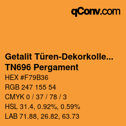 颜色代码: Getalit Türen-Dekorkollektion Uni - TN696 Pergament | qconv.com