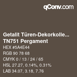 Código de color: Getalit Türen-Dekorkollektion Uni - TN751 Pergament | qconv.com