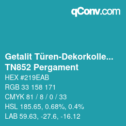 颜色代码: Getalit Türen-Dekorkollektion Uni - TN852 Pergament | qconv.com