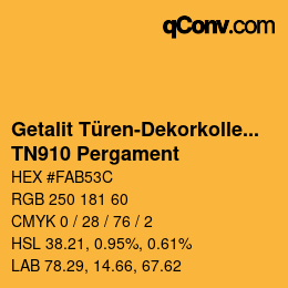 カラーコード: Getalit Türen-Dekorkollektion Uni - TN910 Pergament | qconv.com