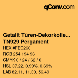 Código de color: Getalit Türen-Dekorkollektion Uni - TN929 Pergament | qconv.com