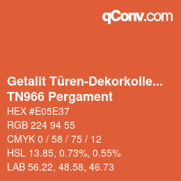 Código de color: Getalit Türen-Dekorkollektion Uni - TN966 Pergament | qconv.com