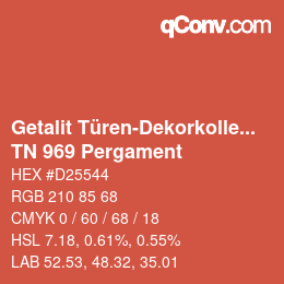 Color code: Getalit Türen-Dekorkollektion Uni - TN 969 Pergament | qconv.com