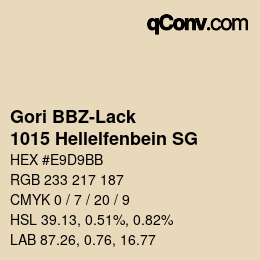 Farbcode: Gori BBZ-Lack - 1015 Hellelfenbein SG | qconv.com