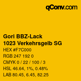 Código de color: Gori BBZ-Lack - 1023 Verkehrsgelb SG | qconv.com