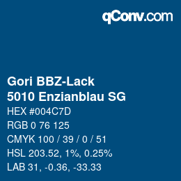 カラーコード: Gori BBZ-Lack - 5010 Enzianblau SG | qconv.com