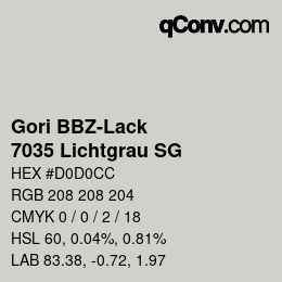 Farbcode: Gori BBZ-Lack - 7035 Lichtgrau SG | qconv.com