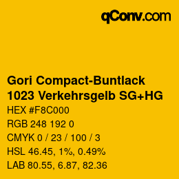 カラーコード: Gori Compact-Buntlack - 1023 Verkehrsgelb SG+HG | qconv.com