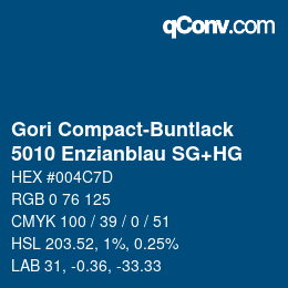 カラーコード: Gori Compact-Buntlack - 5010 Enzianblau SG+HG | qconv.com