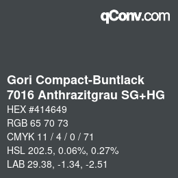 Farbcode: Gori Compact-Buntlack - 7016 Anthrazitgrau SG+HG | qconv.com