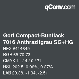 Color code: Gori Compact-Buntlack - 7016 Anthrazitgrau SG+HG | qconv.com