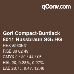 カラーコード: Gori Compact-Buntlack - 8011 Nussbraun SG+HG | qconv.com