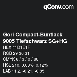 Farbcode: Gori Compact-Buntlack - 9005 Tiefschwarz SG+HG | qconv.com