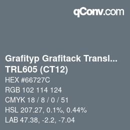 Farbcode: Grafityp Grafitack Translucent - TRL605 (CT12) | qconv.com