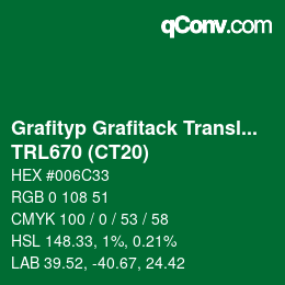 Farbcode: Grafityp Grafitack Translucent - TRL670 (CT20) | qconv.com