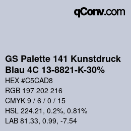 Color code: GS Palette 141 Kunstdruck - Blau 4C 13-8821-K-30% | qconv.com