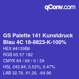 Color code: GS Palette 141 Kunstdruck - Blau 4C 16-8823-K-100% | qconv.com