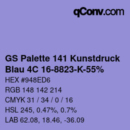 Color code: GS Palette 141 Kunstdruck - Blau 4C 16-8823-K-55% | qconv.com