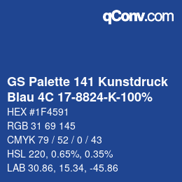 Farbcode: GS Palette 141 Kunstdruck - Blau 4C 17-8824-K-100% | qconv.com