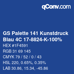 Color code: GS Palette 141 Kunstdruck - Blau 4C 17-8824-K-100% | qconv.com