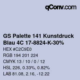 Código de color: GS Palette 141 Kunstdruck - Blau 4C 17-8824-K-30% | qconv.com