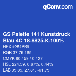 Color code: GS Palette 141 Kunstdruck - Blau 4C 18-8825-K-100% | qconv.com