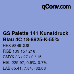 カラーコード: GS Palette 141 Kunstdruck - Blau 4C 18-8825-K-55% | qconv.com