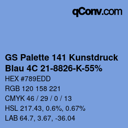 カラーコード: GS Palette 141 Kunstdruck - Blau 4C 21-8826-K-55% | qconv.com