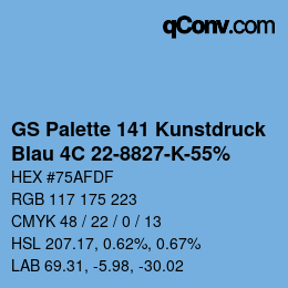 カラーコード: GS Palette 141 Kunstdruck - Blau 4C 22-8827-K-55% | qconv.com