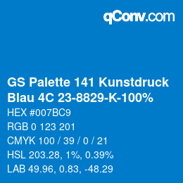 カラーコード: GS Palette 141 Kunstdruck - Blau 4C 23-8829-K-100% | qconv.com