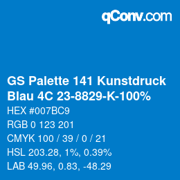 Color code: GS Palette 141 Kunstdruck - Blau 4C 23-8829-K-100% | qconv.com