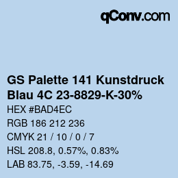 カラーコード: GS Palette 141 Kunstdruck - Blau 4C 23-8829-K-30% | qconv.com