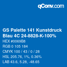 Code couleur: GS Palette 141 Kunstdruck - Blau 4C 24-8828-K-100% | qconv.com
